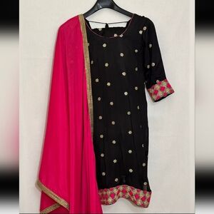 Black And Pink Gold Sparkle Salwar Kameez Punjabi Suit